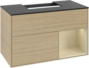V&B Waschtischunterschrank Finion 100 in Eiche mit beige lackierter Oberfläche - Bild 1