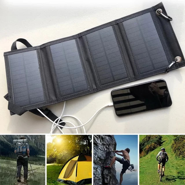 Tragbares faltbares 20W Solarpanel in Schwarz als wasserdichtes USB Handy Ladegerät für Outdoor, Camping und Wandern - Bild 1