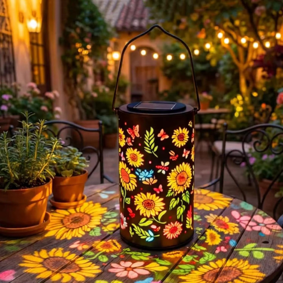 Leclstar Sonnenblumen-Glow Solar-Laternen aus Metall mit warmweißem LED-Licht als wasserdichte Outdoor-Hängelampe für Garten und Hof - Bild 4