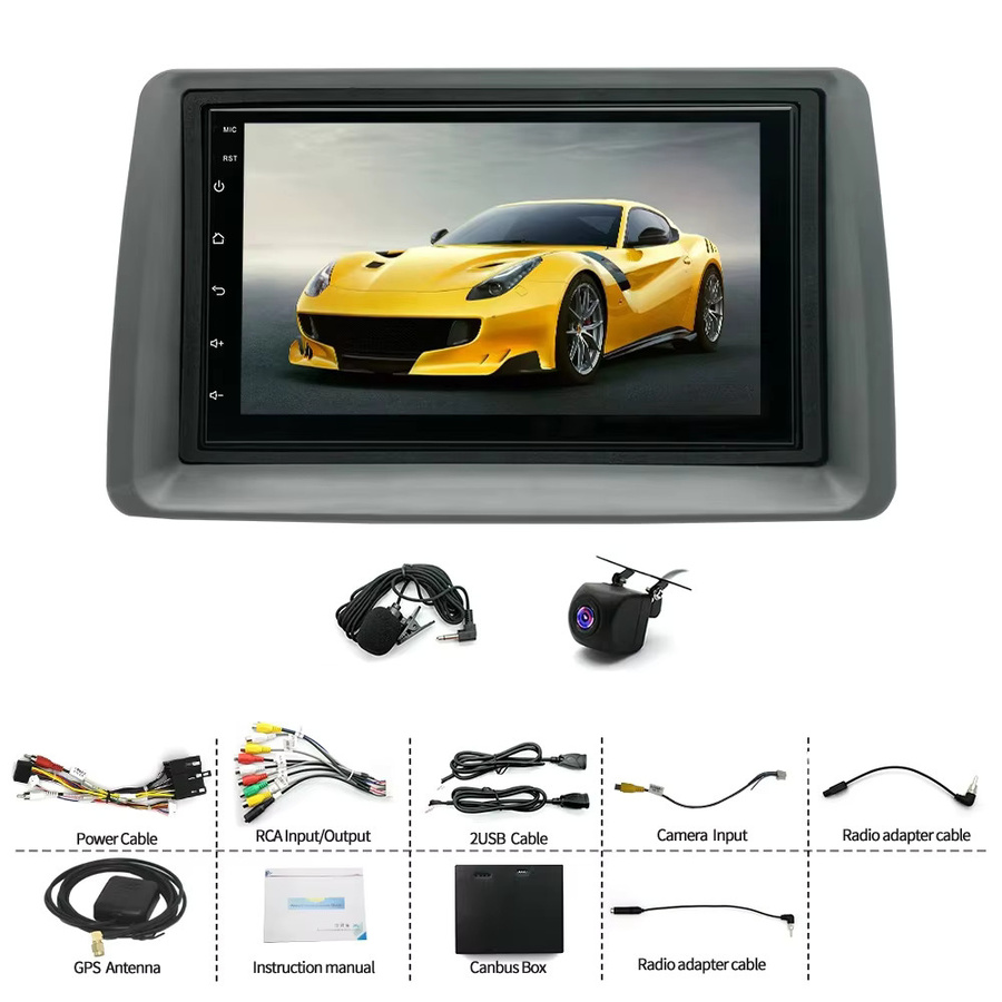 Android 14 Multimedia-Radio mit GPS-Navigation und Rückfahrkamera für Fiat Panda 2003-2011, 7 Zoll Display, 4+64GB, Carplay und Android Auto, Schwarz - Bild 2