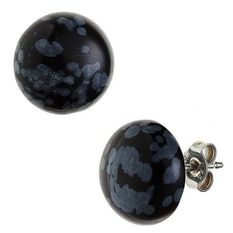 Colfem Ohrstecker, 925 Sterling Silber, Schneeflocken-Obsidian, Damen - Bild 1