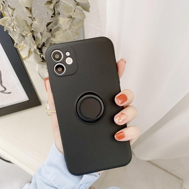 Samsung Handyhülle mit Ringhalter aus weichem TPU für Galaxy S24 Ultra S23 S22 S21 Plus A13 A52 A53 A54 in Schwarz - Bild 1
