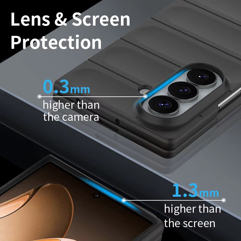 Robuste Silikon Handyhülle mit Anti-Sturz-Schutz für Samsung Galaxy Z Fold (Modelle 3 bis 8) in Schwarz oder Grau - Bild 3