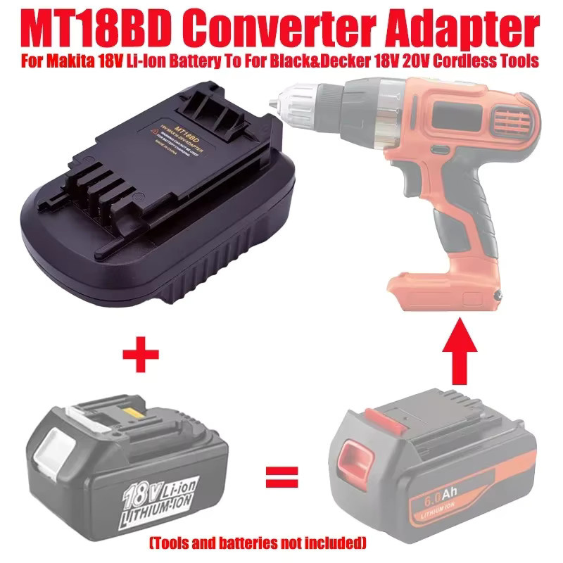 Batterie-Adapter für Black & Decker 18/20 V Li-Ion Akkus kompatibel mit Makita, DeWalt, Milwaukee und Bosch 18/20 V Akkus - Bild 2