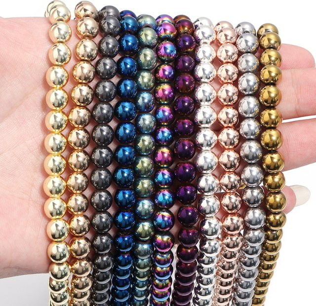 Hämatit-Steinperlen, mehrfarbig, 2–10 mm, Unisex - Bild 1