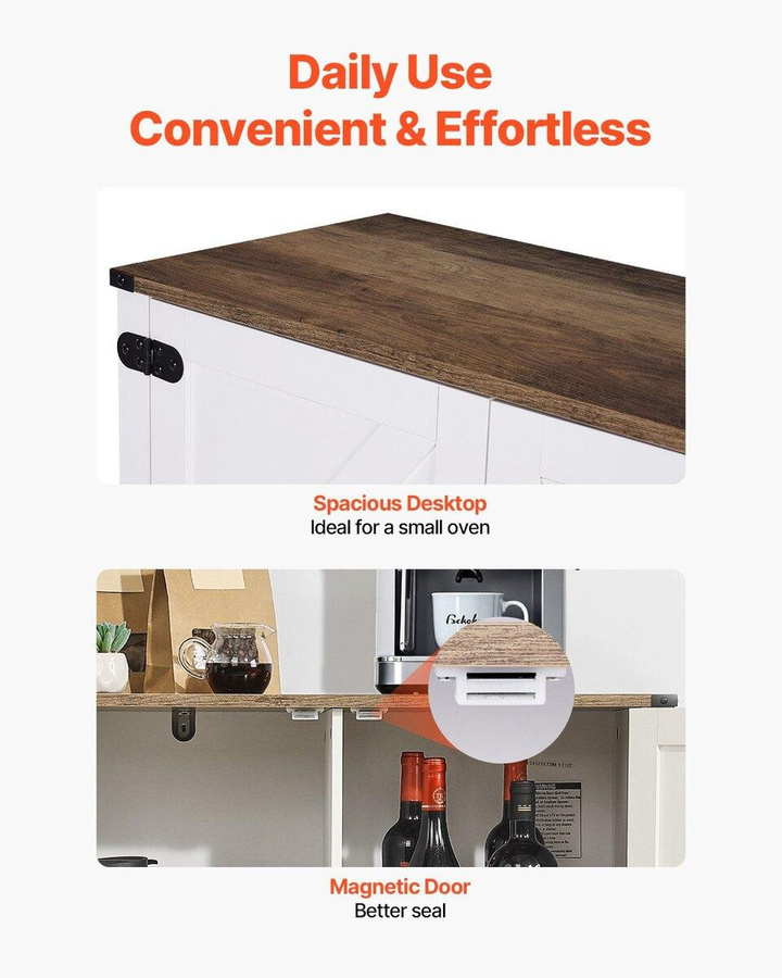 Buying Solutions MB Kaffee Bar Schrank im Bauernhaus Stil mit 3 Stufen und Magnettüren, Braun Weiß - Bild 3