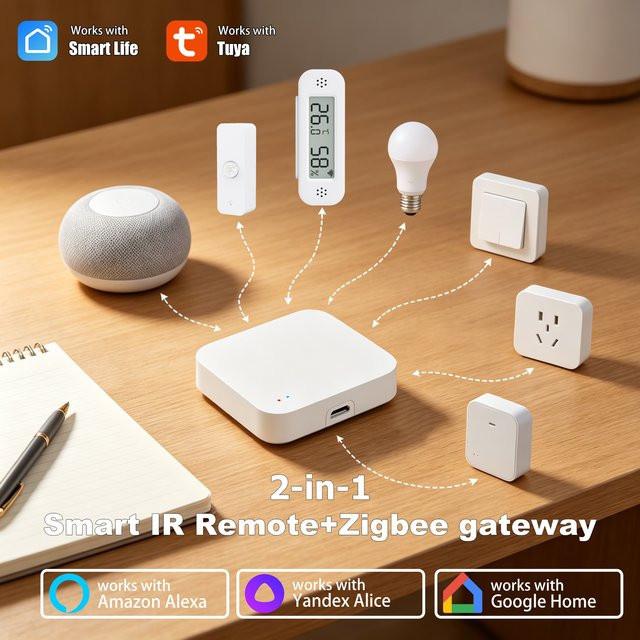 Tuya Zigbee 3.0 Gateway IR-Fernbedienungs-Hub als WLAN-Mesh-Bridge für Alexa, Google und Smart Life in Weiß - Bild 1