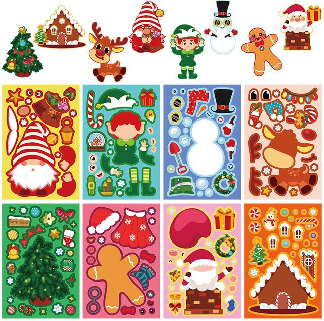 8 Stück niedliche Cartoon-Weihnachtsdekoration Graffiti-Aufkleber in Mehrfarben von BulingBulingStickers Store - Bild 1