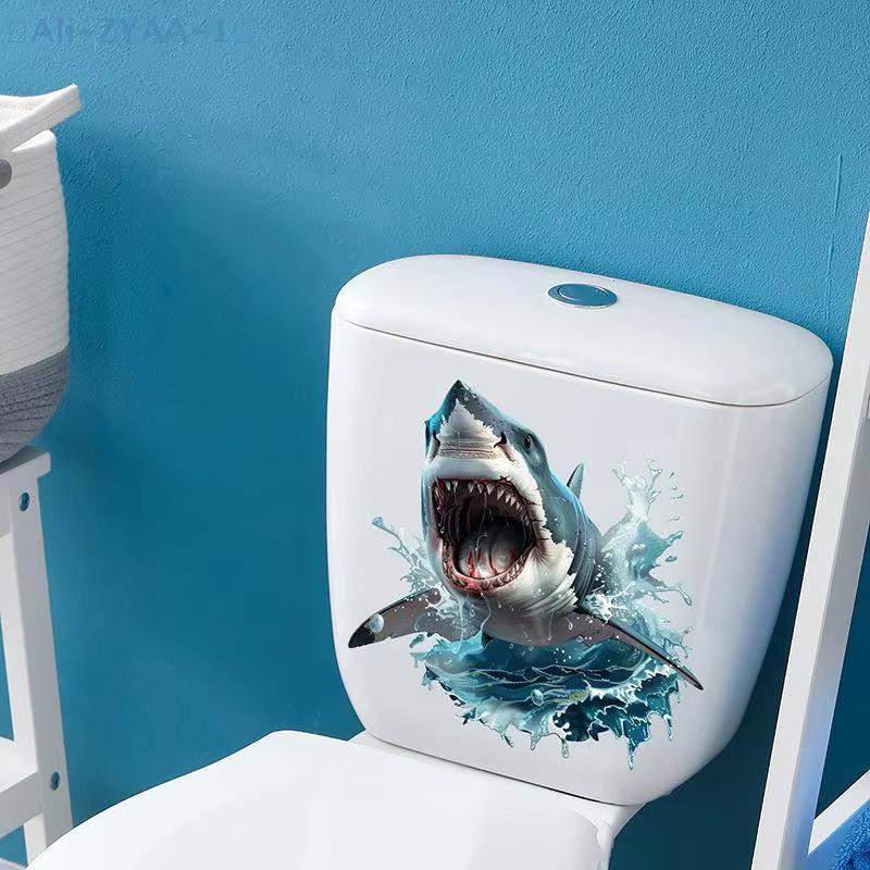 ZYAA-1 3D-Hai Wandaufkleber in Blau, wasserfester und selbstklebender Wandsticker für Badezimmer und Schlafzimmer von JETTING - Bild 4