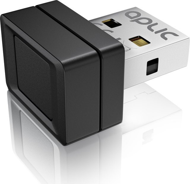 Aplic USB Fingerabdrucksensor in Schwarz für Windows 8 10 11 mit bis zu 10 IDs und Plug & Play Funktion - Bild 1