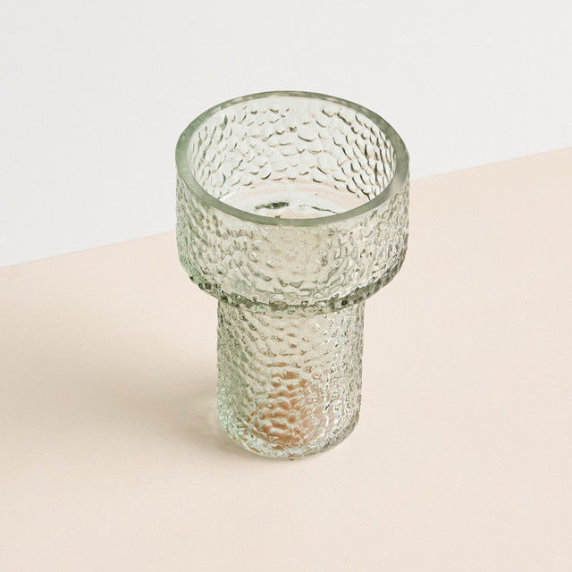 Hyazinthengefäß aus Glas von BLUME2000 in Grün mit Struktur, Höhe: 12,0 cm, Breite: 8,5 cm, Tiefe: 8,5 cm - Bild 1