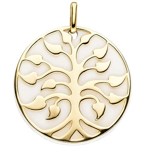 Colfem Anhänger Baum, 925 Silber, gold vergoldet, Achat-Imitation, Unisex - Bild 1