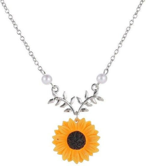 BONLAVIE Halskette Sonnenblumen-Anhänger, Perle, Weiß, Damen - Bild 1