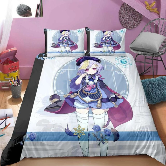 Genshin Impact Bettwäsche-Set mit 3D-Druck, weiches Microfaser-Bettwäsche-Set für Kinderzimmer, B/H: 135 x 200 cm - Bild 1