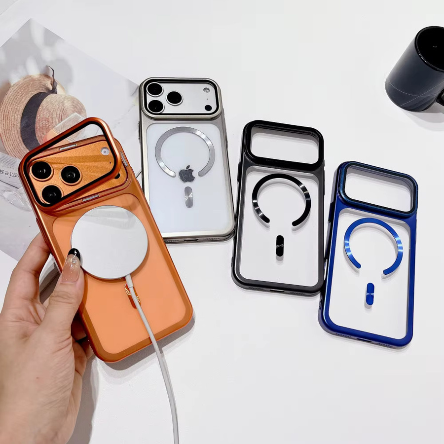 Transparente Stoßfeste Handyhülle mit Linsenschutz und Ständerhalterung für Apple iPhone 17 Pro Max und iPhone 17 Pro in Blau - Bild 2