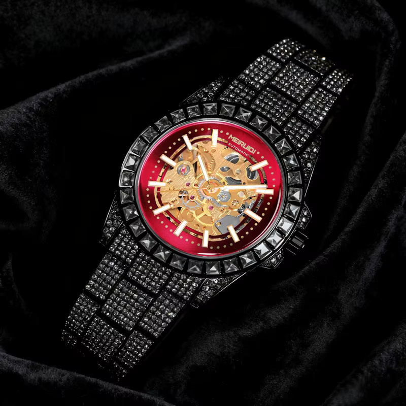 MEIRUIQI Armbanduhr, Automatik, Edelstahl, Schwarz, Herren - Bild 4