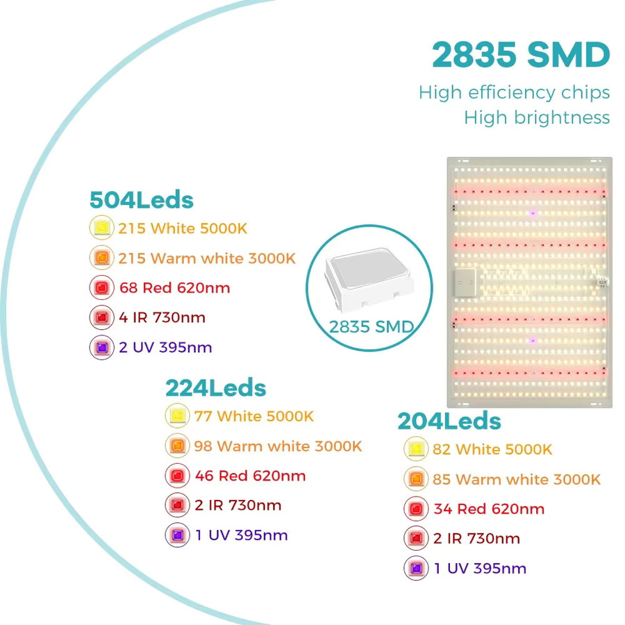 3500W LED-Pflanzenlampe Vollspektrum Quantum-Board in Weiß für Hydrokultur und Gewächshaus - Bild 2