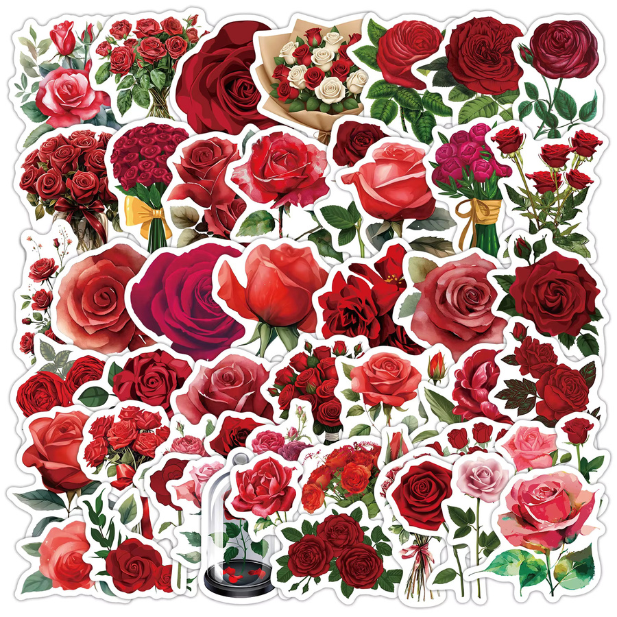 GOGOTU Rosen-Blumen Graffiti-Aufkleber, Rote Blumen, 50-teiliges Set - Bild 2