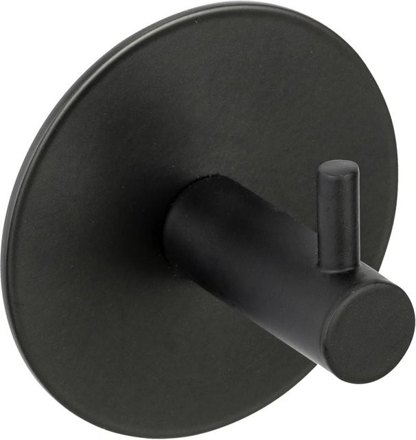 Schöner Wohnen Wandhaken Uno Meleto Schwarz aus Edelstahl zum Kleben oder Bohren B/T/H: 7,0 x 21,5 x 7,0 cm - Bild 1