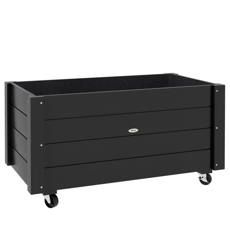 Outsunny Hochbeet aus Massivholz mit Rollen in Schwarz, B/T/H: 48 x 89 x 47 cm - Bild 3