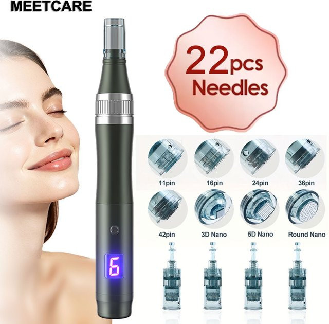 MEETCARE Mikronadel-Derma-Pen mit 20 Mikronadel-Kartuschen, Unisex - Bild 1