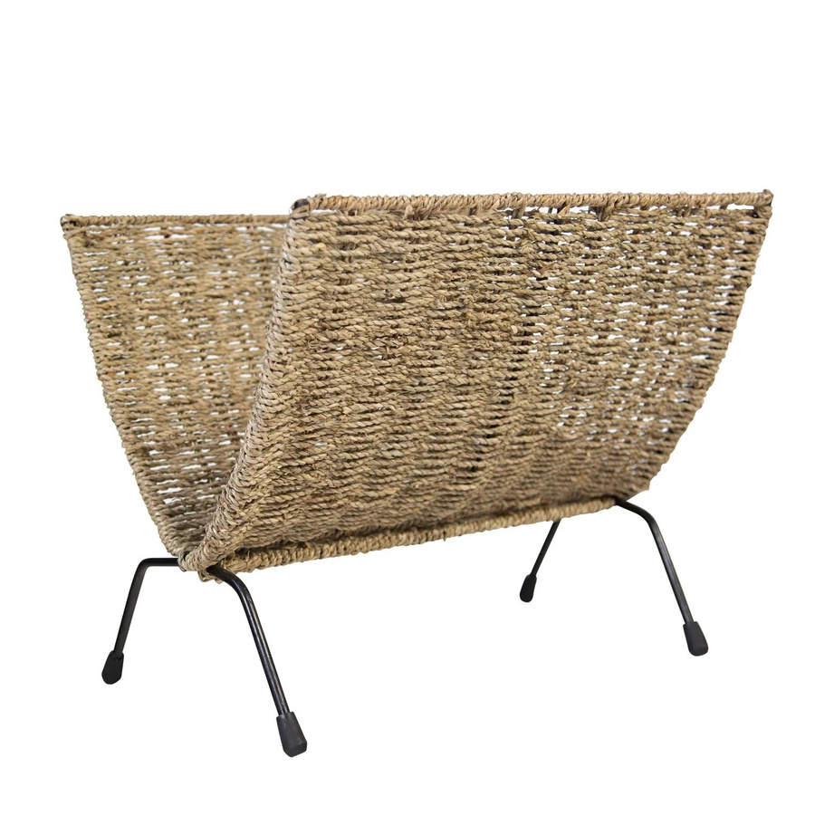 Homestyle4u Zeitungsständer Magazinhalter aus geflochtenem Seegras in Beige mit Metallrahmen B: 23,0 cm, T: 33,0 cm, H: 37,0 cm - Bild 2