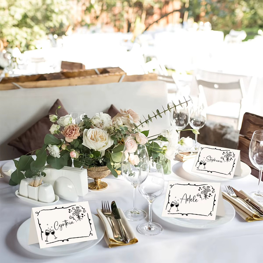 10 Stück weiße Tischkarten aus Papier mit individuellem Text für Hochzeit, Geburtstag und Bankett - Bild 5