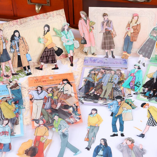 40 Stück ästhetische Mädchen-Aufkleber in Multicolour für dein Scrapbooking, Tagebuch und DIY-Projekte - Bild 1