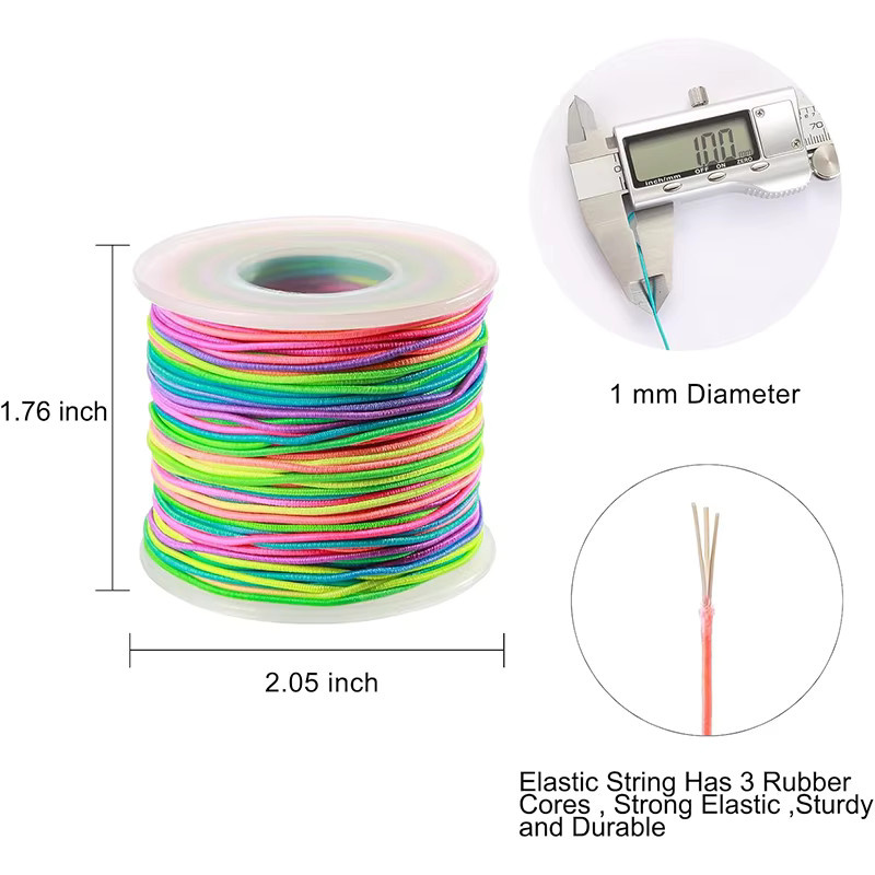 QIAO Dehnbare Schnur für Armbänder, 1 mm, 3 Farben - Bild 2
