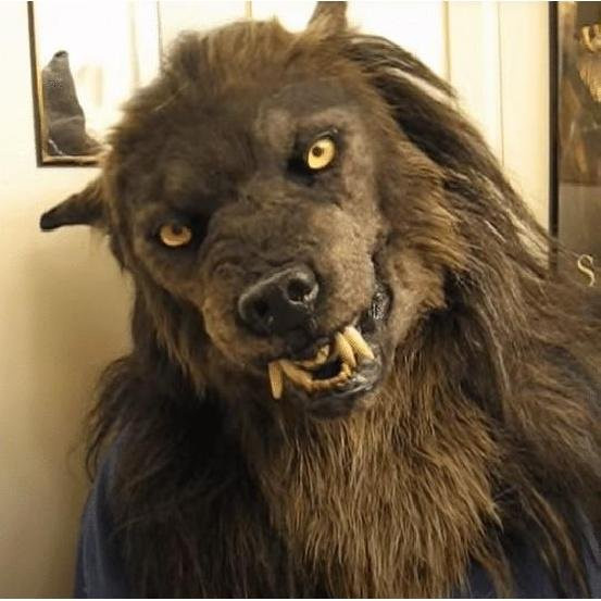 Kingglory Wolfskopf Maske, Tier Latex Kopfbedeckung, Leuchtende Maske, Braun - Bild 1