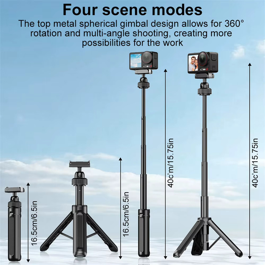 DJI Magnetisches Schnellverschluss-Kamerastativ für Osmo Action 5 Pro/4/3 als Teleskop-Selfie-Stick-Griff mit 360-Grad-Kugelkopf in Schwarz - Bild 5