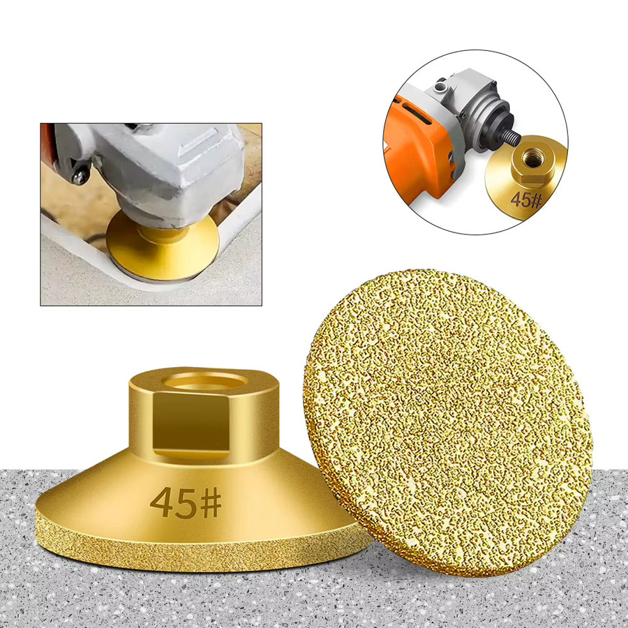 SLADE 4er Set Diamantgelötete flache Schleifköpfe M10 für Marmor und Stein zum Trimmen und Polieren mit Winkelschleifer, Gold - Bild 2