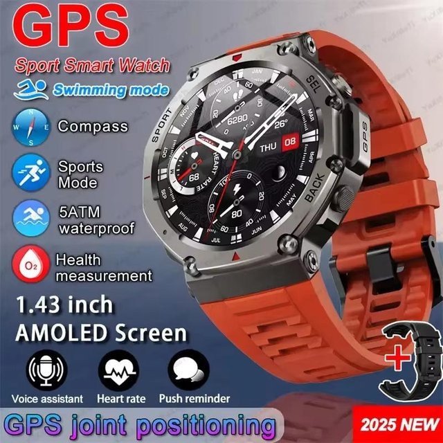 Smartwatch, GPS, 10 ATM, Silikon, Schwarz, Herren - Bild 1