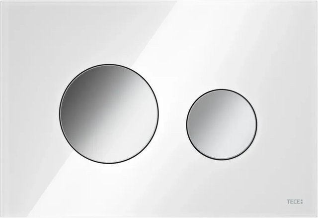 Tece WC-Betätigungsplatte aus Glas in Weiß mit Chrom-Tasten für Dual-Flush-Spülung - Bild 1
