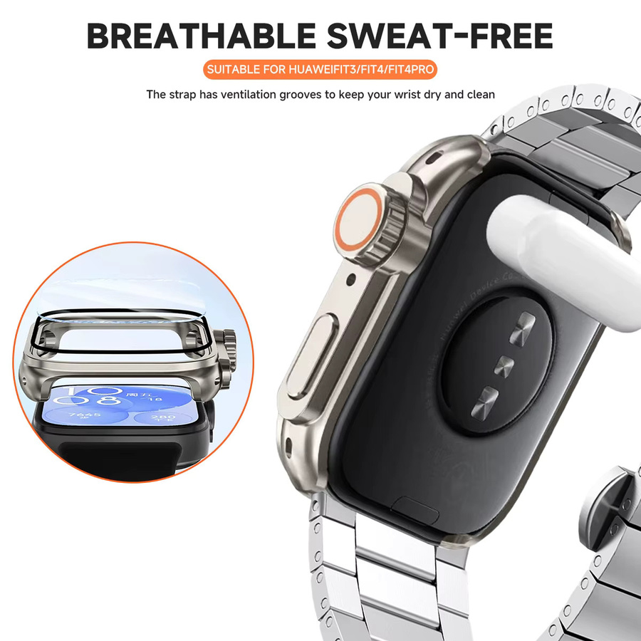 Geekthink Uhrenarmband Edelstahl, Silber, für Huawei Watch Fit 3/Fit 4/Fit 4Pro - Bild 3