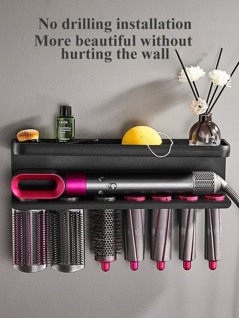 FALANGSHI Wandhalterung für Dyson Airwrap Haartrockner und Lockenwickler, Organizer für das Badezimmer, Schwarz, FR2002 - Bild 1