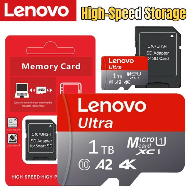 Lenovo Micro-SD-Speicherkarte Klasse 10 mit 1 TB Speicherplatz in Schwarz - Bild 1
