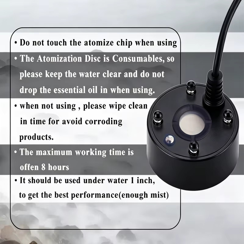 TUNFAN USB Nebelerzeuger mit 4 LED-Farblicht für Aquarium, Teich und Wasserbrunnen, Schwarz - Bild 4