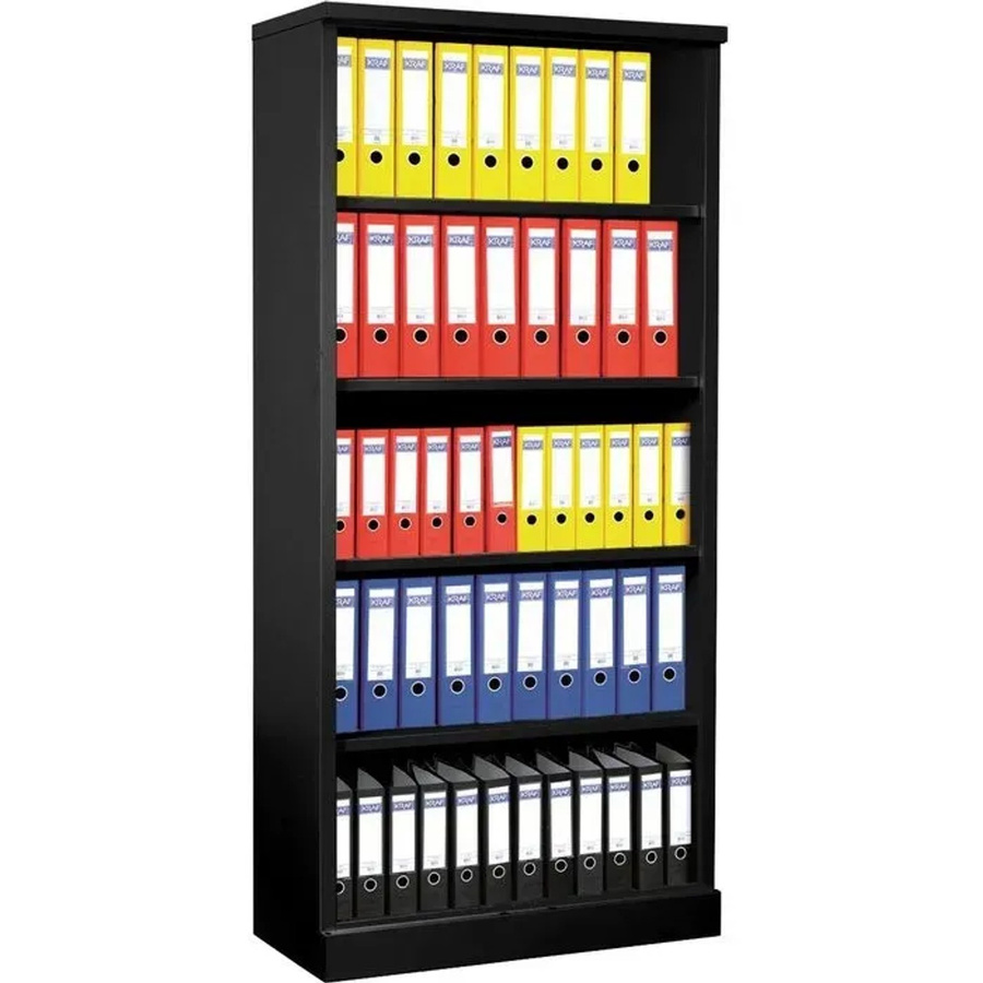PROREGAL Aktenregal Butterfly mit 5 verstellbaren Ordernhöhen, Schwarz, H x B x T: 195 x 92 x 42 cm - Bild 2
