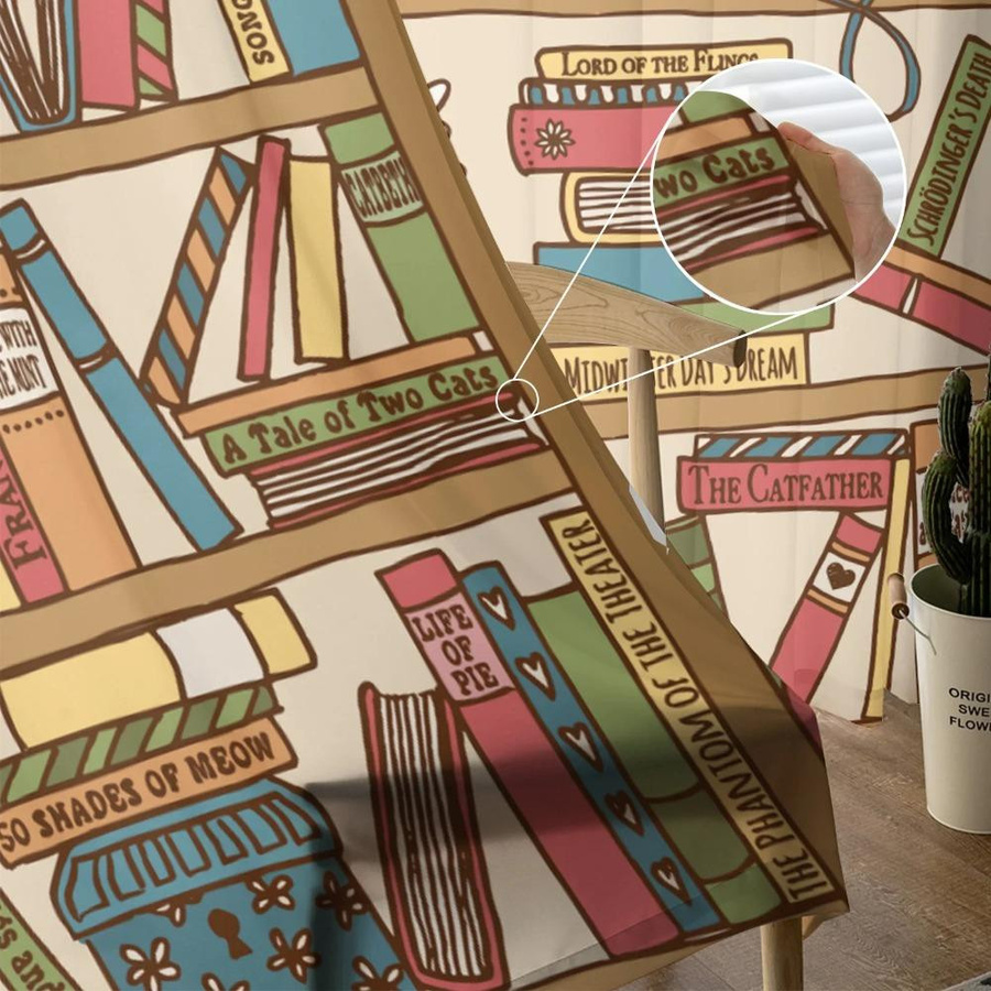 Yiran Furniture Transparentes Tüll-Fenstervorhang mit Katze-Motiv in Multicolour, Breite: 135 cm, Höhe: 115 cm - Bild 1