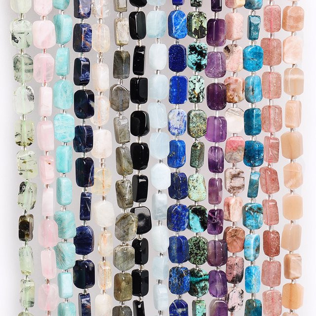 Spacer Perlen Amethyst, Rose Quarz, Apatit, Rechteck, Bunt, Unisex - Bild 1