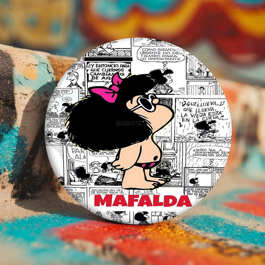 Potdemiel Anstecknadel Cartoon Mafalda, Metall, Rund - Bild 4