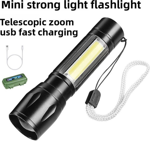 QHSPE Mini-Taschenlampe aus Aluminiumlegierung, wiederaufladbarer und zoombarer LED-Strahler für den täglichen Gebrauch - Bild 1