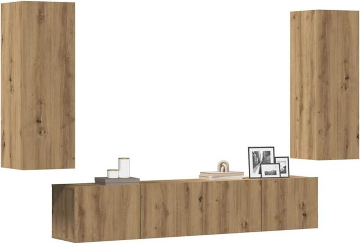 VIDAXL Set aus 4 TV-Wandschränken in Artisan-Eiche Natur und Braun mit Drehtüren im skandinavischen Design - Bild 1