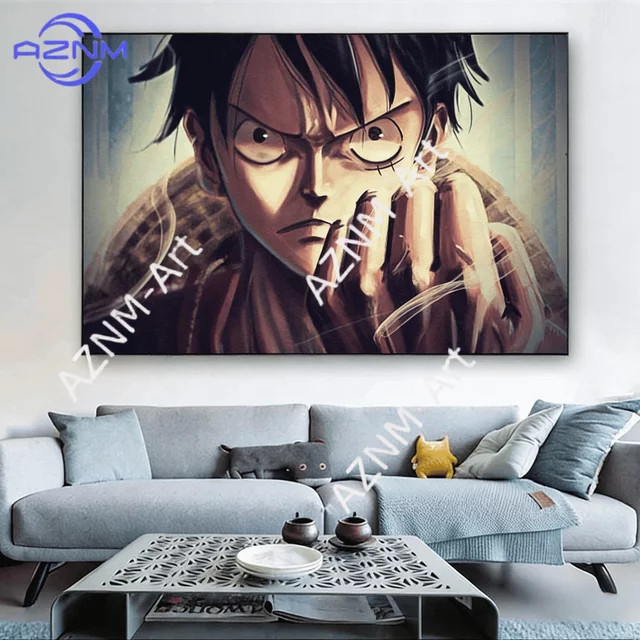 Kayou One Piece Monkey D. Luffy Leinwanddruck HD Poster Wandbild in Weiss und Multicolour - Bild 1