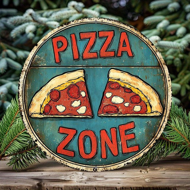 Potdemiel Vintage Pizzazone Aluminiumschild rund, Mehrfarbig, Durchmesser: 20,32 cm - Bild 1