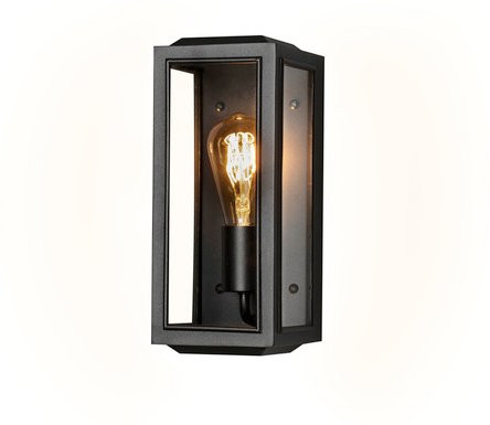 Konstsmide Wandleuchte Carpi in Schwarz für den Garten, dimmbar, IP44, E27, mit Glas und Metall - Bild 1