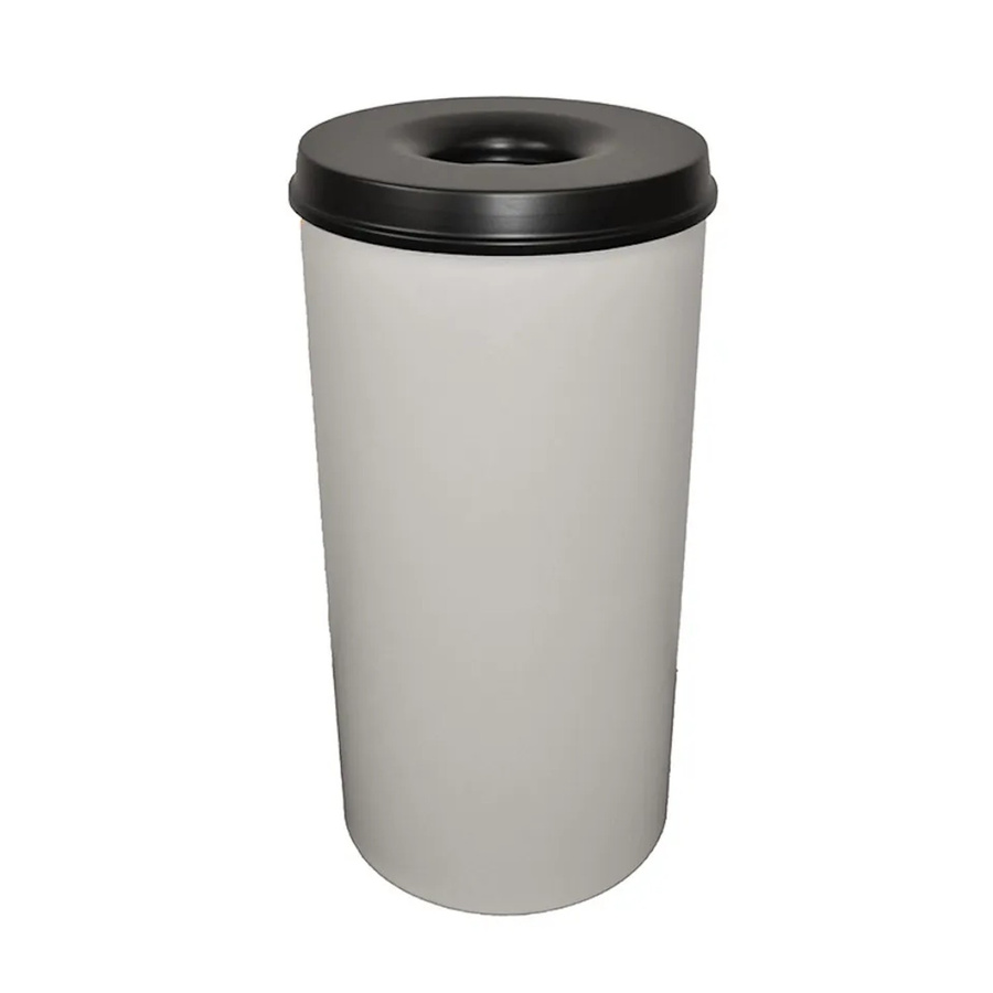 PROREGAL Selbstlöschender Papierkorb und Abfallsammler aus Metall, 50 Liter, Grau und Schwarz, H: 63 cm, Ø: 33,5 cm - Bild 2