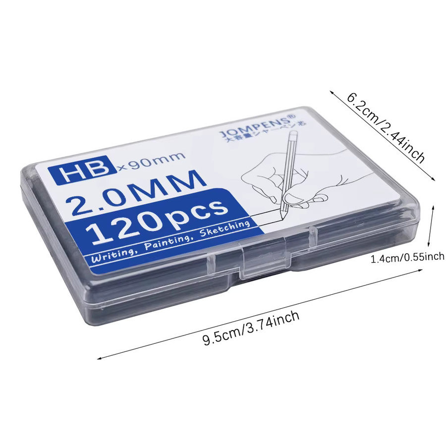 Schwarze Druckbleistiftminen HB für Zeichnungen und zum Schreiben, verschiedene Stärken von 0,5 mm bis 2,0 mm, Länge: 90 mm - Bild 2