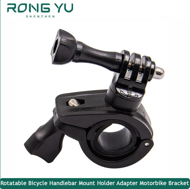 Drehbare Fahrrad-Lenkerhalterung und Motorrad-Clip Adapter für GoPro, SJCAM und DJI in Schwarz - Bild 1